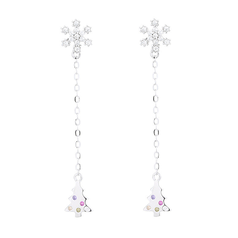 Women’s earrings with sparkling snowflake pendant and chain embellishment All Fashion