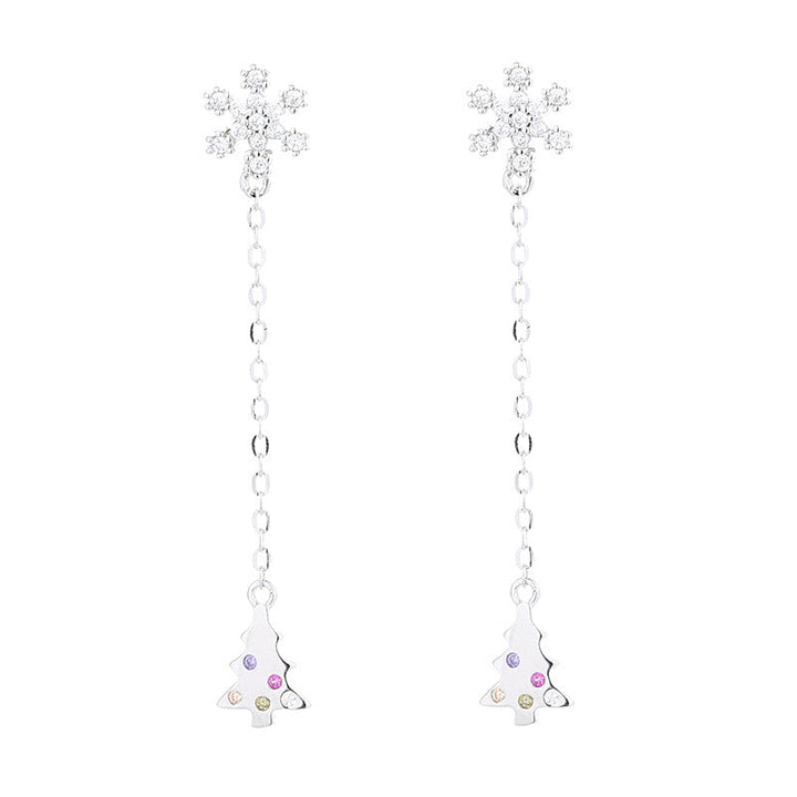 Women’s earrings with sparkling snowflake pendant and chain embellishment All Fashion