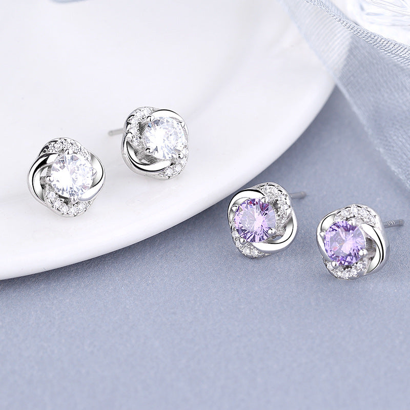 Women's earrings with sparkling cubic zirconia and elegant cable design All Fashion