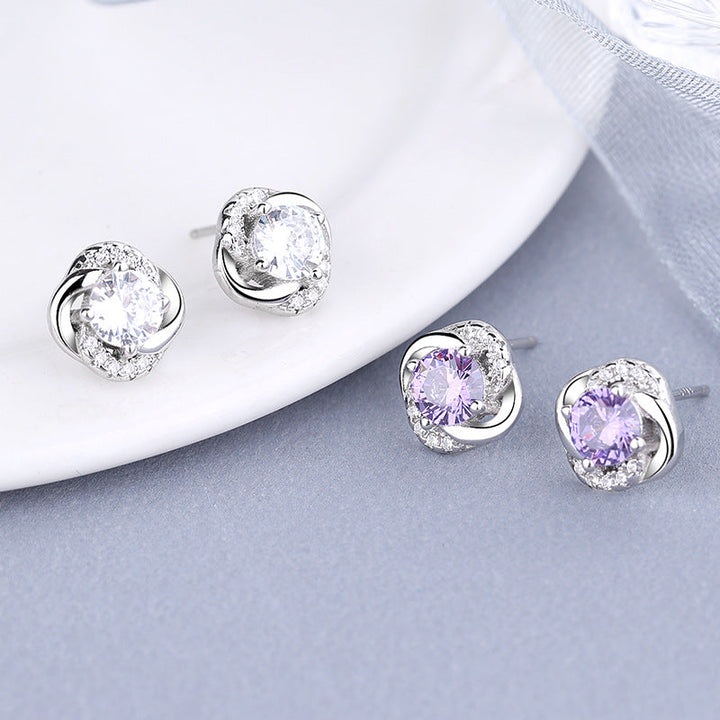 Women's earrings with sparkling cubic zirconia and elegant cable design All Fashion