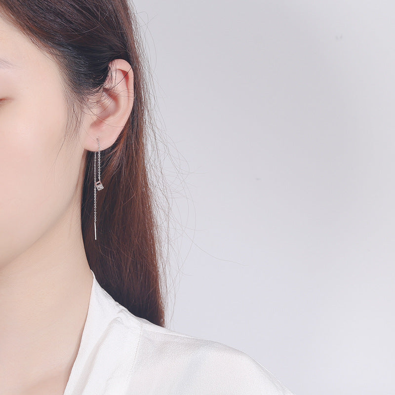 Women's earrings with elegant square pendant and shimmering zirconia All Fashion