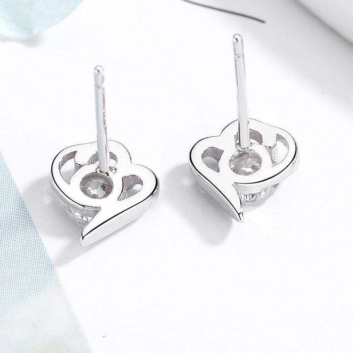 Women’s stud earrings with stylish heart design and sparkling crystals All Fashion