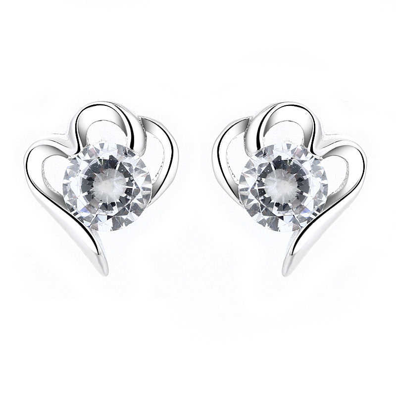 Women’s stud earrings with stylish heart design and sparkling crystals All Fashion