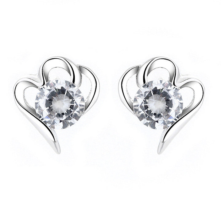 Women’s stud earrings with stylish heart design and sparkling crystals All Fashion
