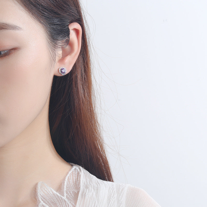 Women's earrings in heart-shaped design with sparkling zirconia All Fashion