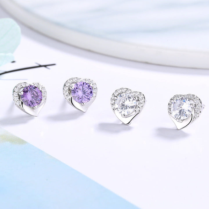 Women's earrings in heart-shaped design with sparkling zirconia All Fashion