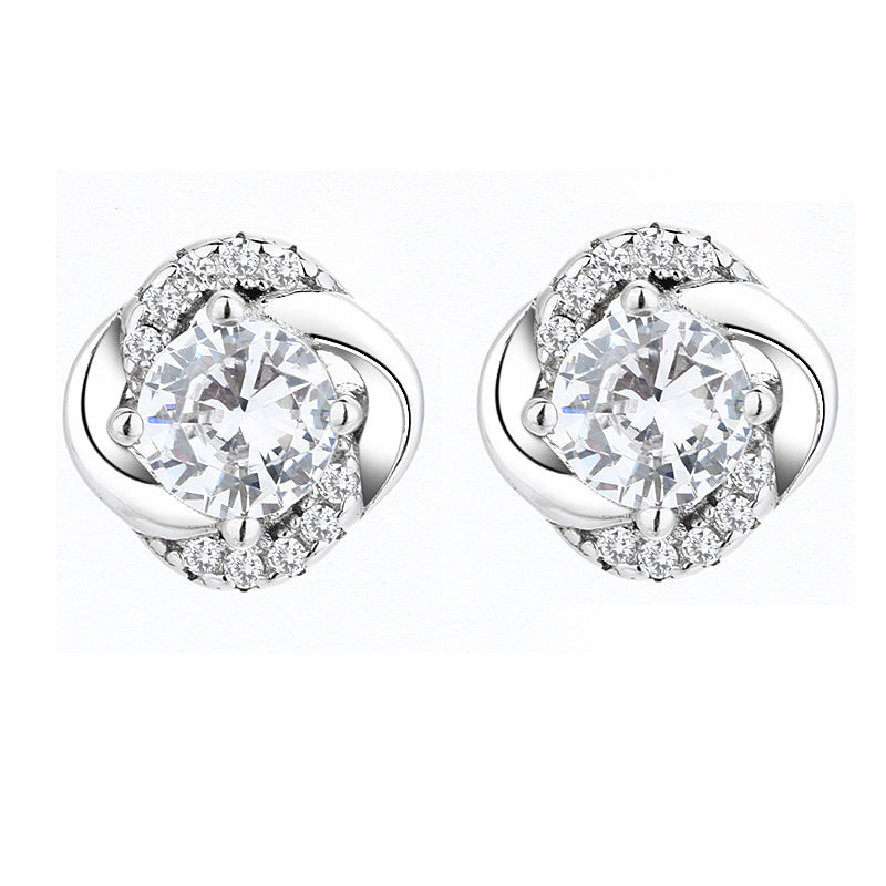 Women's earrings with sparkling cubic zirconia and elegant cable design All Fashion