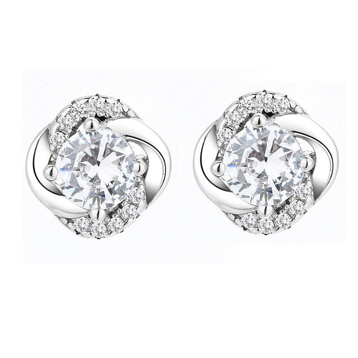 Women's earrings with sparkling cubic zirconia and elegant cable design All Fashion
