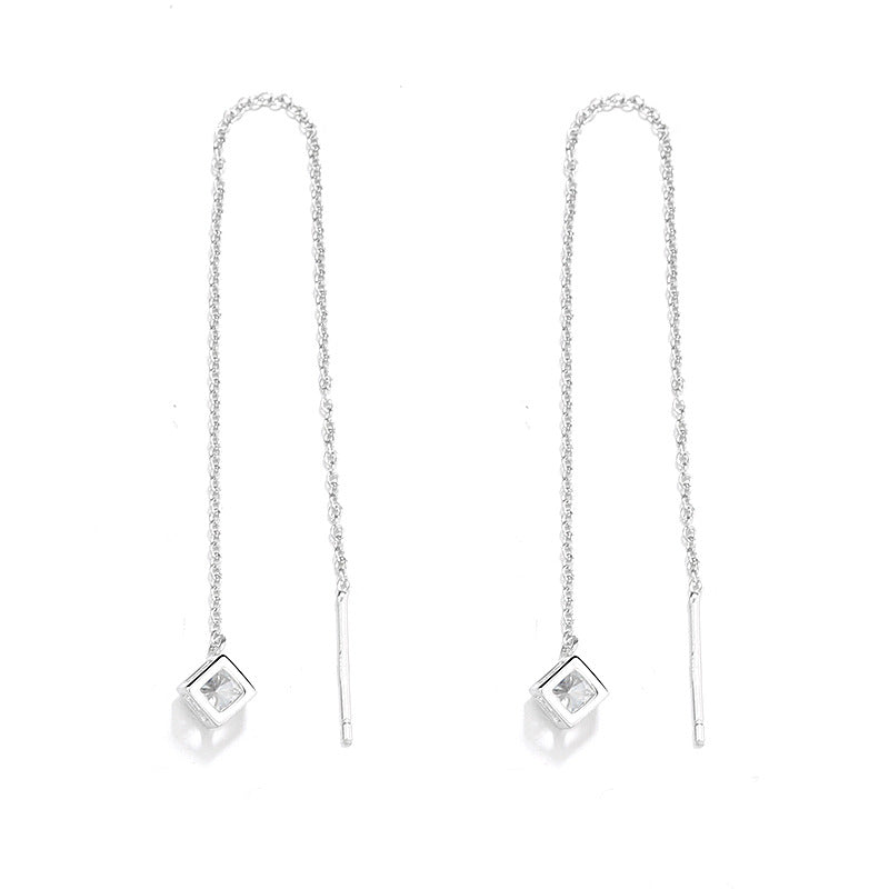 Women's earrings with elegant square pendant and shimmering zirconia All Fashion
