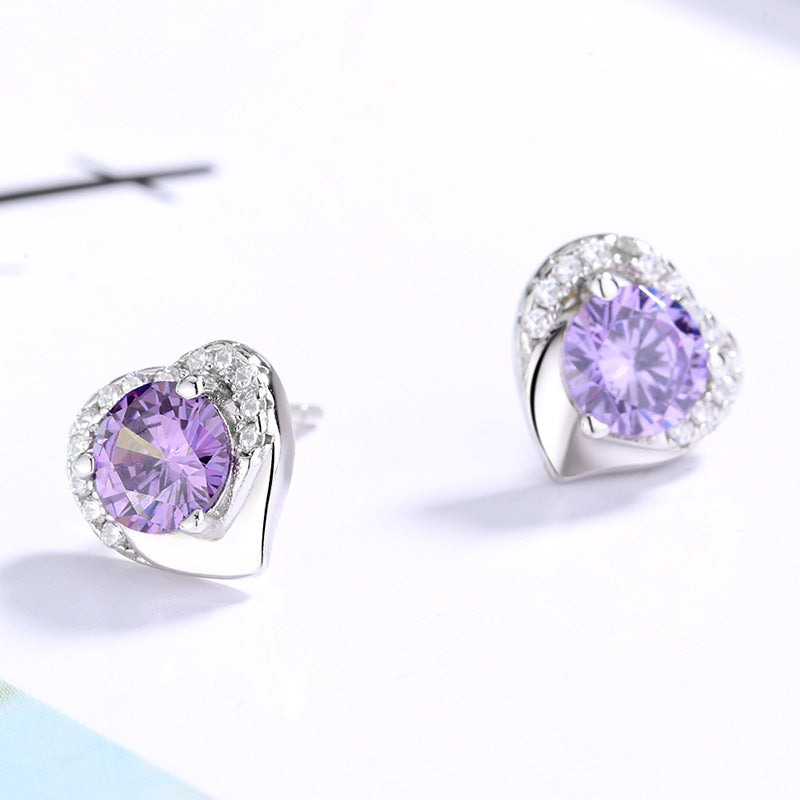 Women's earrings in heart-shaped design with sparkling zirconia All Fashion