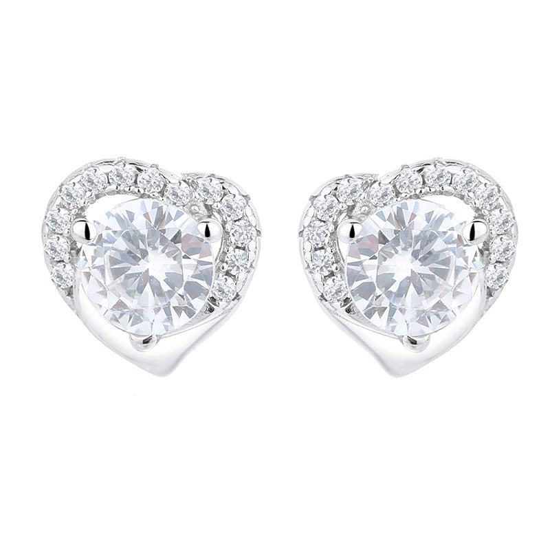 Women's earrings in heart-shaped design with sparkling zirconia All Fashion