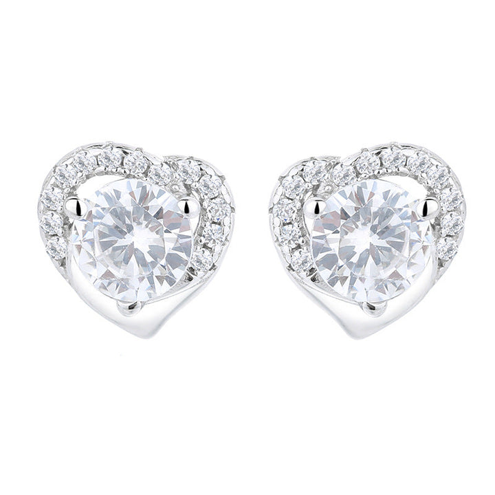 Women's earrings in heart-shaped design with sparkling zirconia All Fashion