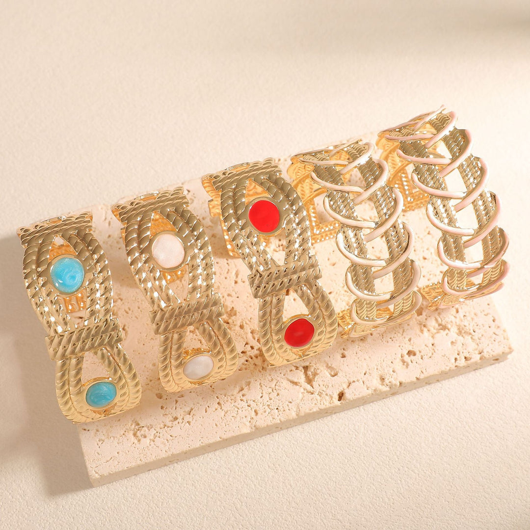 Women Open Bangle with Artistic Braiding Pattern All Fashion
