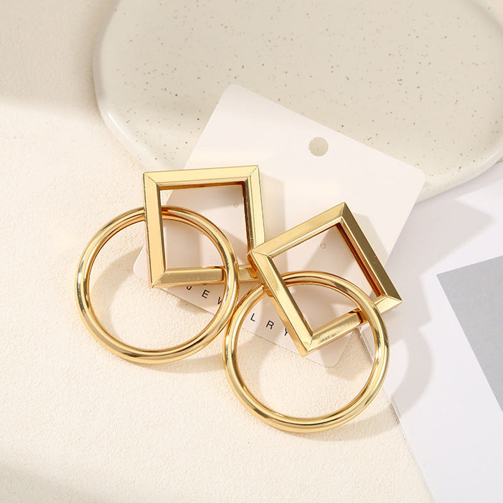 Women's Hanging Earrings with Square Design and Glossy Surface All Fashion