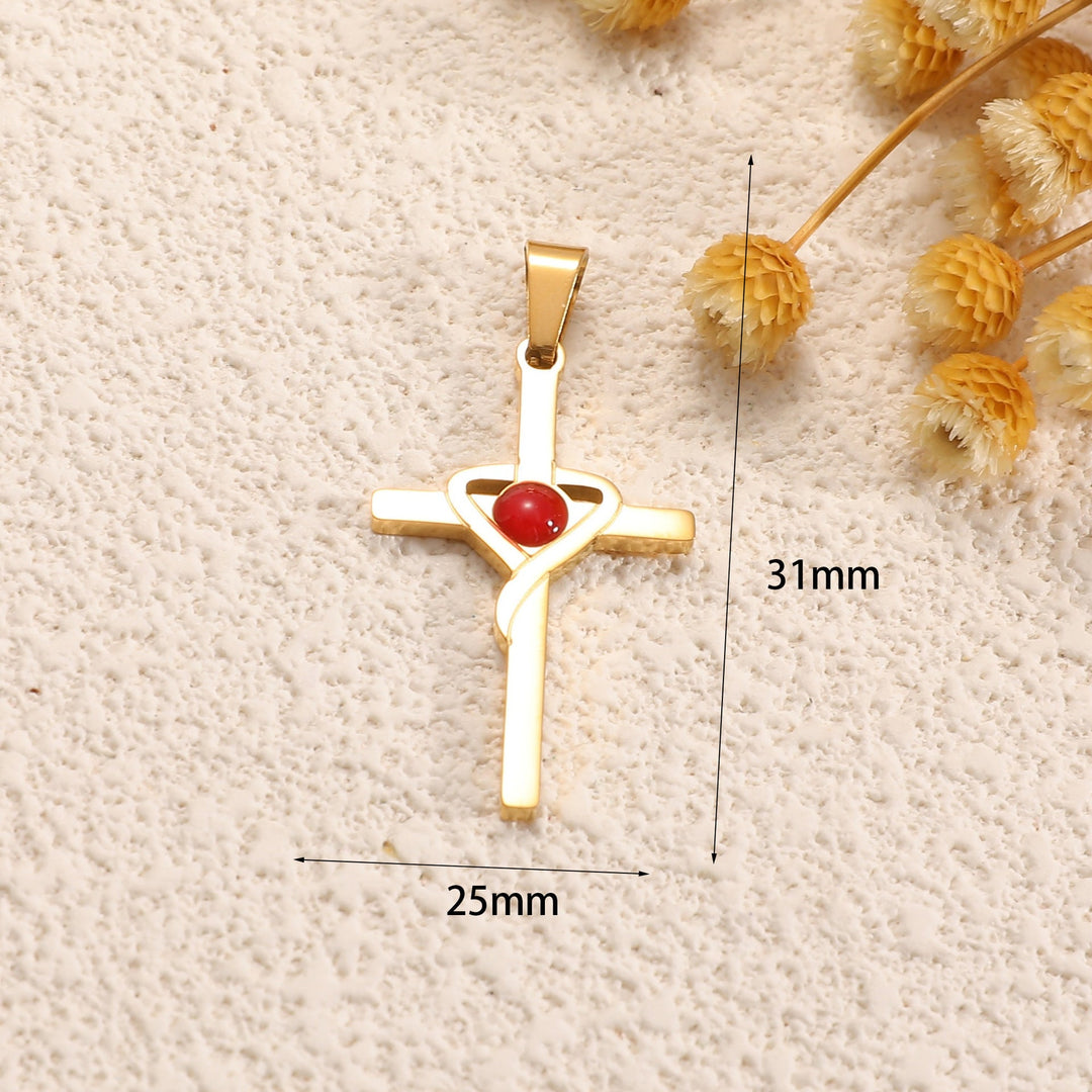 Ladies cross pendant with heart-shaped design and sparkling accents All Fashion