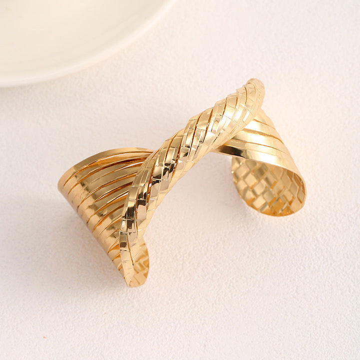 Ladies Open Bangle with Artistic Fold Design All Fashion