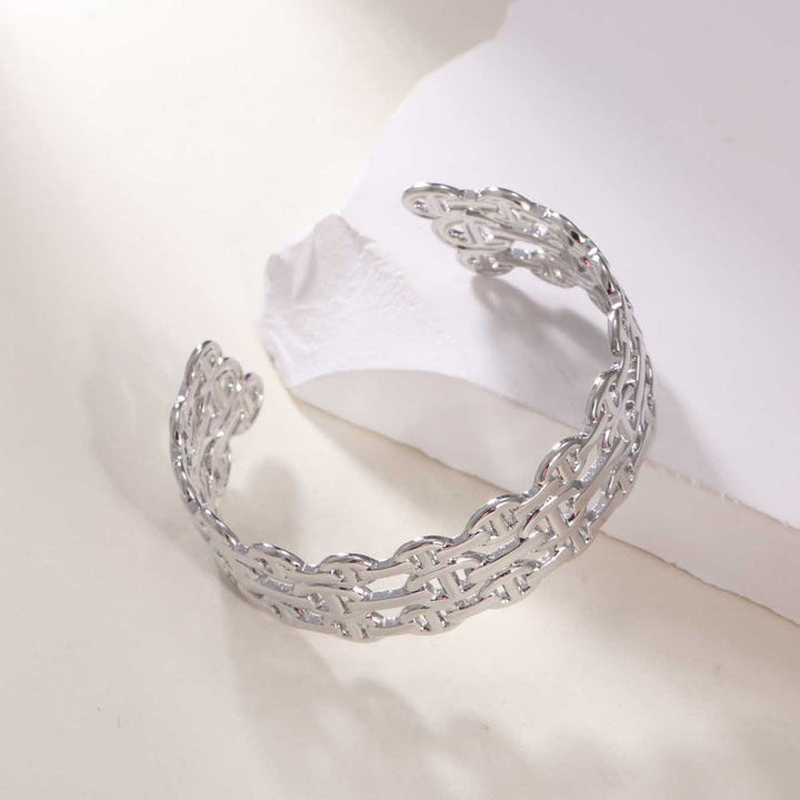 Women's Open Bangle in Modern Bamboo Design All Fashion