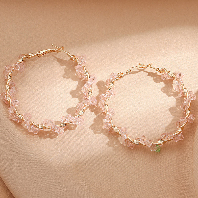 Ladies hoop earrings with luxurious pearl accents and elegant, twisted design All Fashion