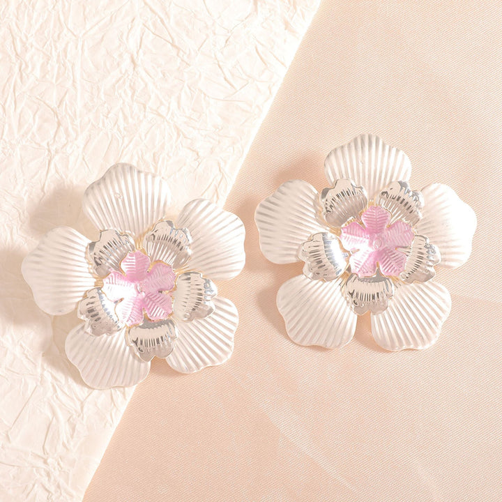 Ladies' flower earrings with intricate design and glossy accents All Fashion