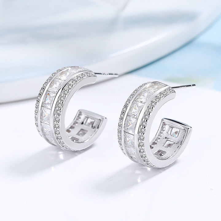 Women's stud earrings with elegant crystal and zirconia embellishment All Fashion