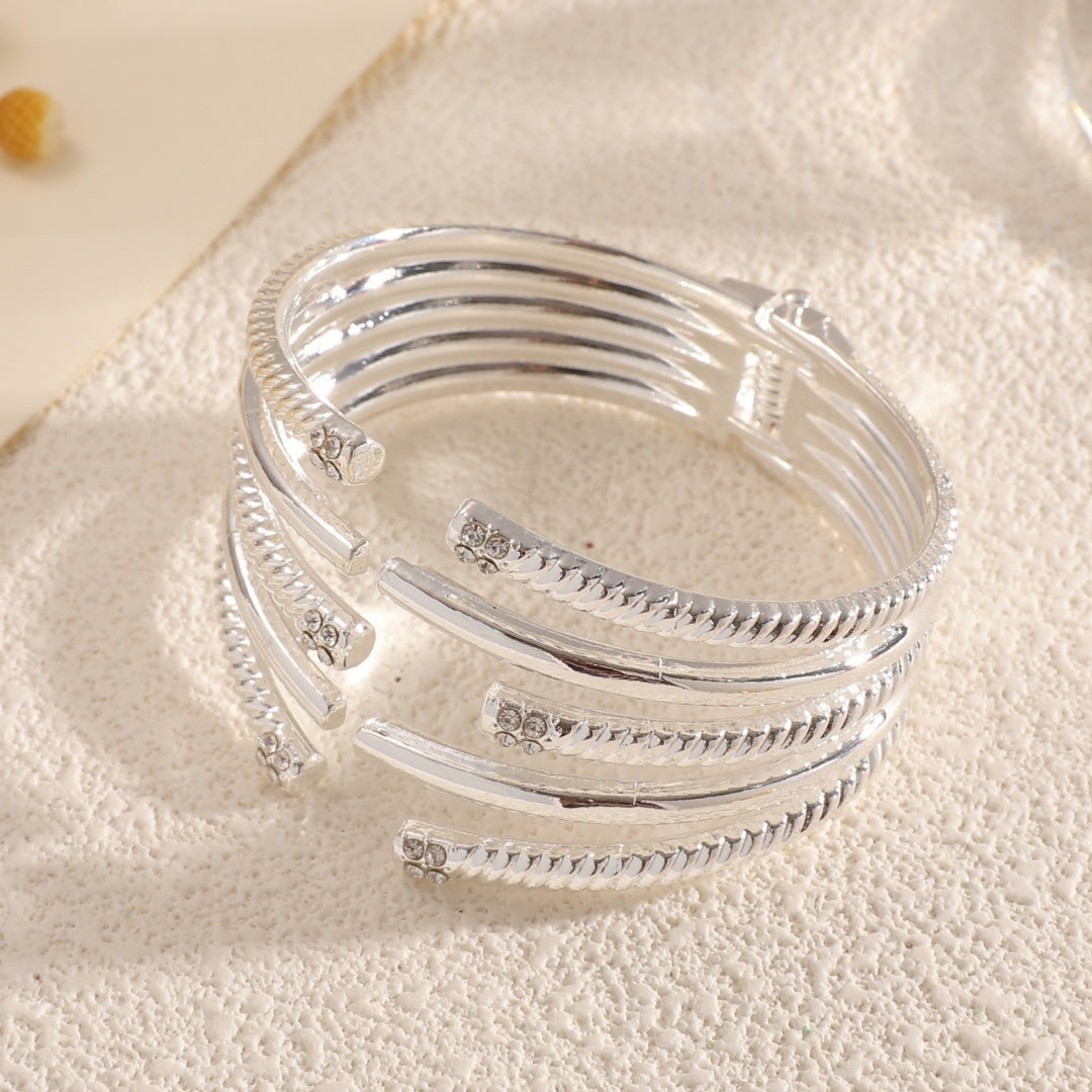 Women's Open Bangle with Modern, Layered Design All Fashion