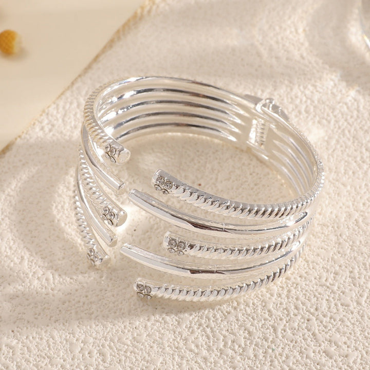 Women's Open Bangle with Modern, Layered Design All Fashion