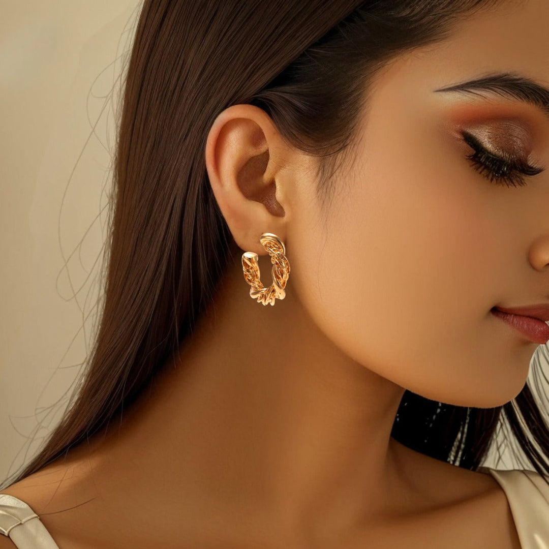 Women High-Quality Earrings with Braided Design All Fashion