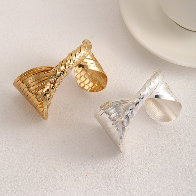 Ladies Open Bangle with Artistic Fold Design All Fashion