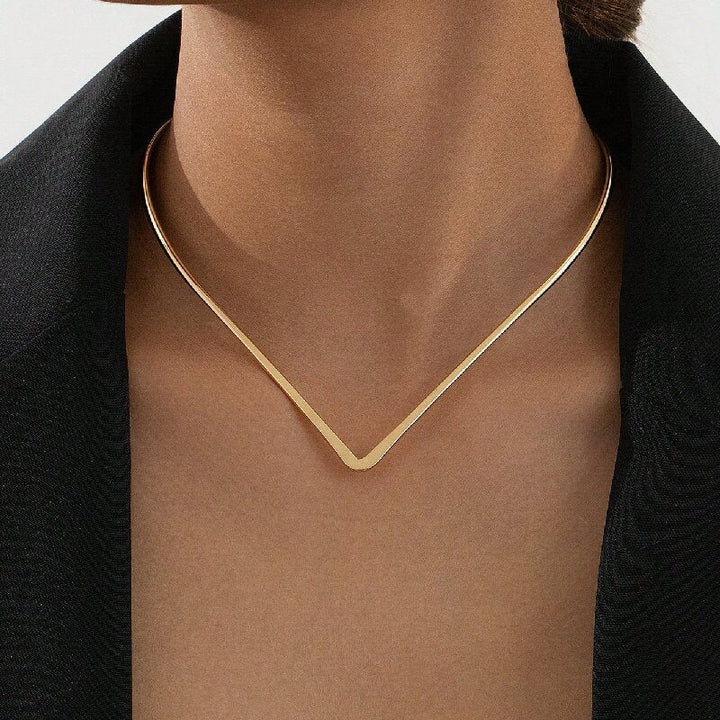 Women Choker Necklace with Modern V Design All Fashion
