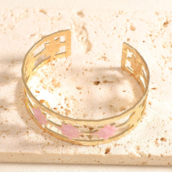Women's Open Bangle with Elegant Leaf Design All Fashion