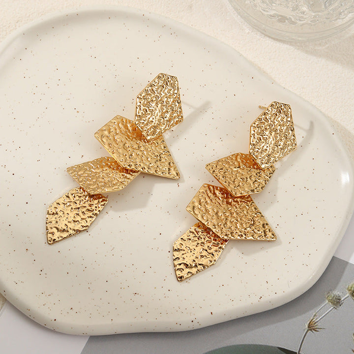 Women's elegant earrings with rustic, folded design All Fashion