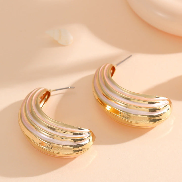 Women Hanging Earrings with Luxurious Gold and Pink Finish All Fashion