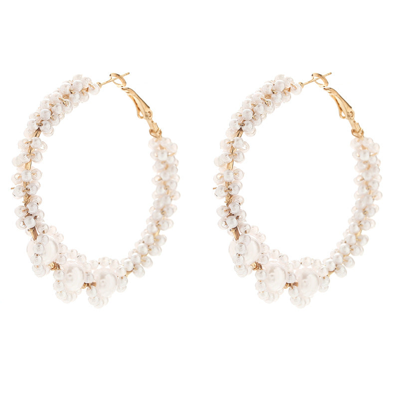 Women’s hoops with artistic pearl design All Fashion