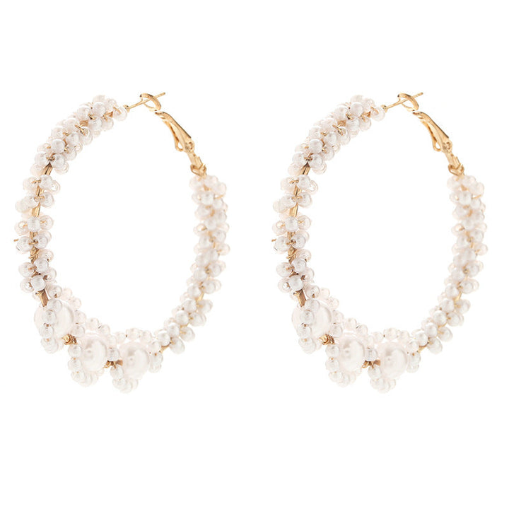 Women’s hoops with artistic pearl design All Fashion