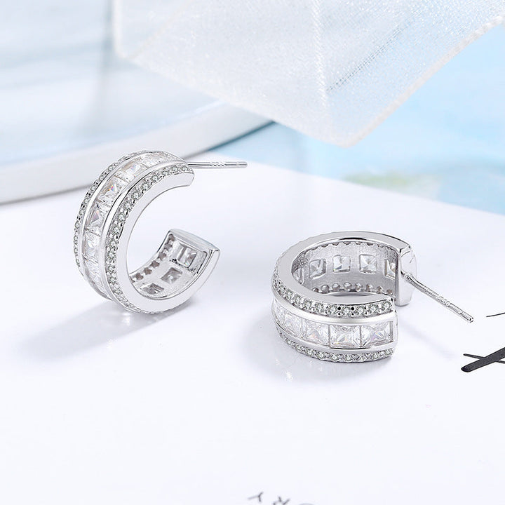 Women's stud earrings with elegant crystal and zirconia embellishment All Fashion