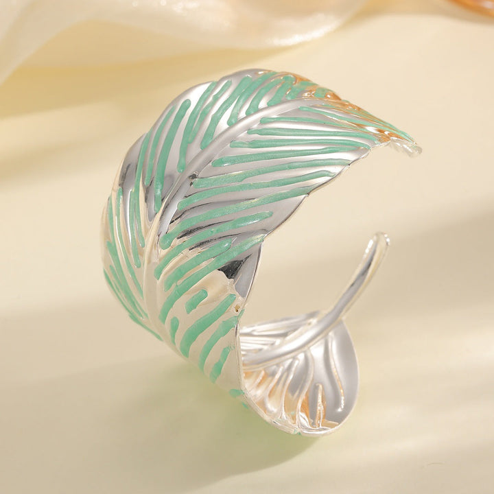 Ladies Open Cuff Bracelet in Tropical Leaf Design All Fashion