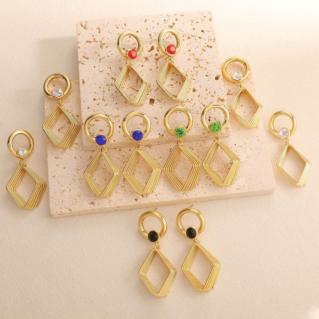 Women's Design Earrings with Geometric Wire Motif All Fashion