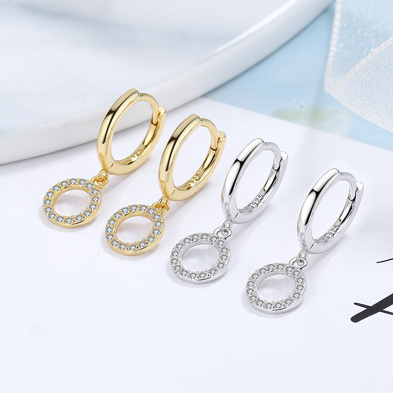 Women's earrings with sparkling circle pendant All Fashion