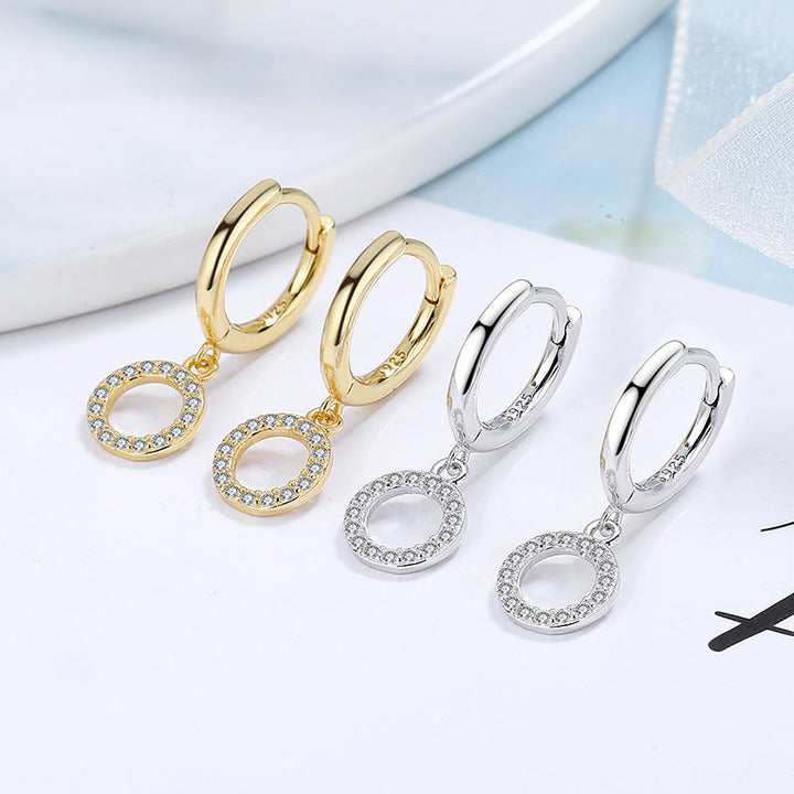 Women's earrings with sparkling circle pendant All Fashion
