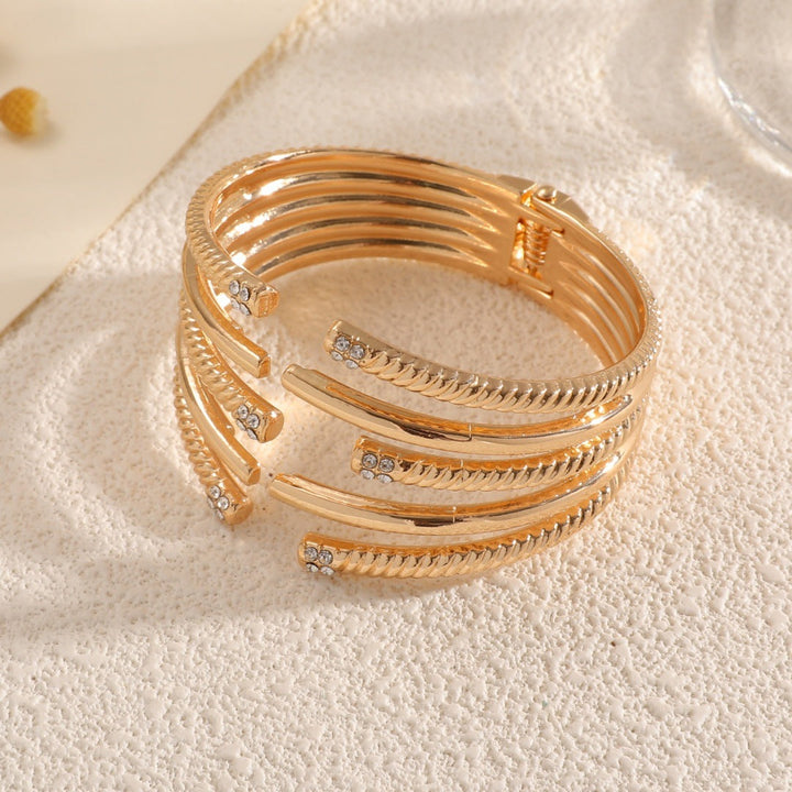 Women's Open Bangle with Modern, Layered Design All Fashion