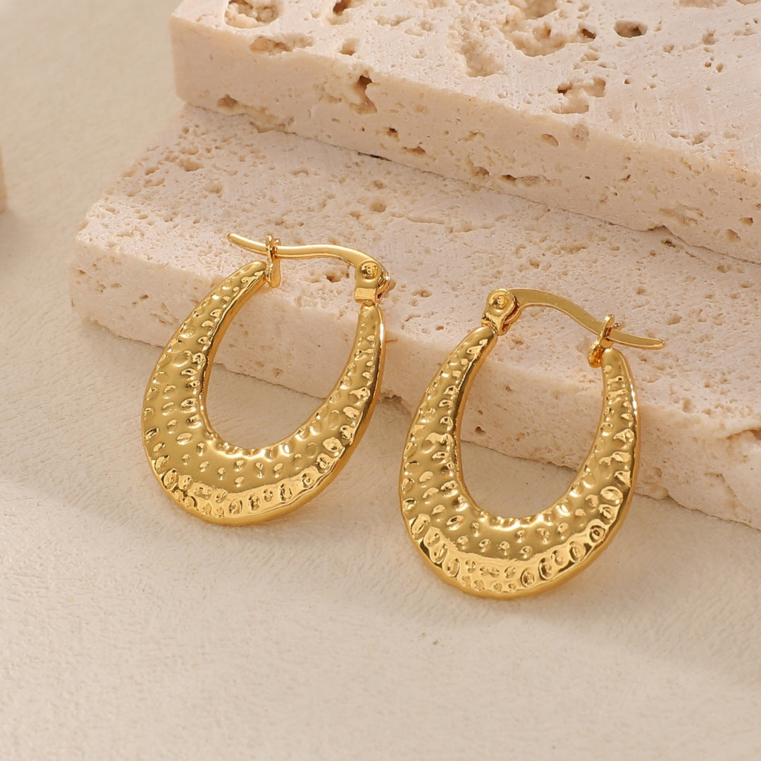 Women's Hanging Earrings with Integrated, Textured Design All Fashion