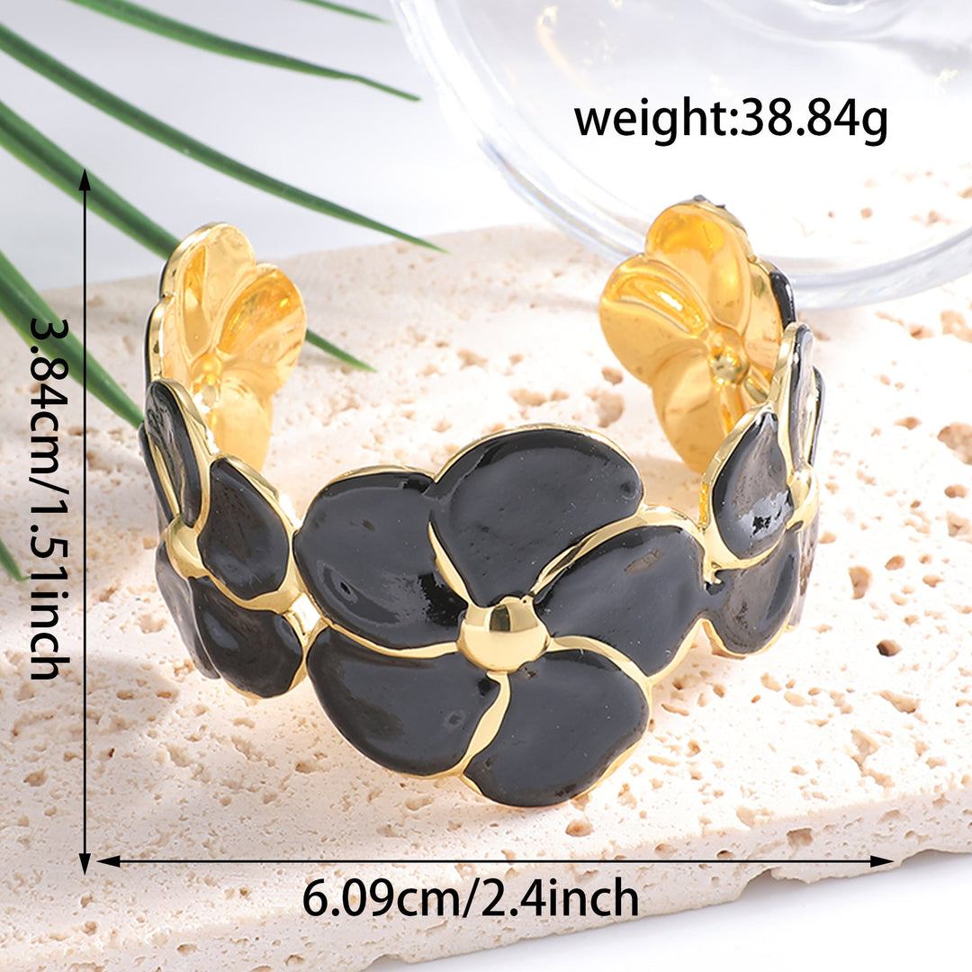 Ladies cuff bracelet with elaborate flower pattern All Fashion