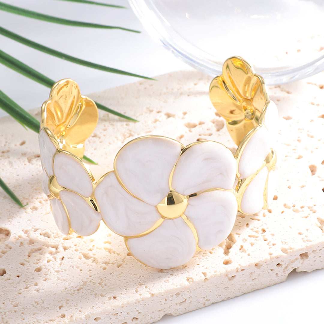 Ladies cuff bracelet with elaborate flower pattern All Fashion