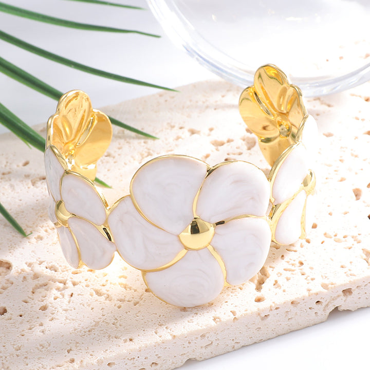 Ladies cuff bracelet with elaborate flower pattern All Fashion