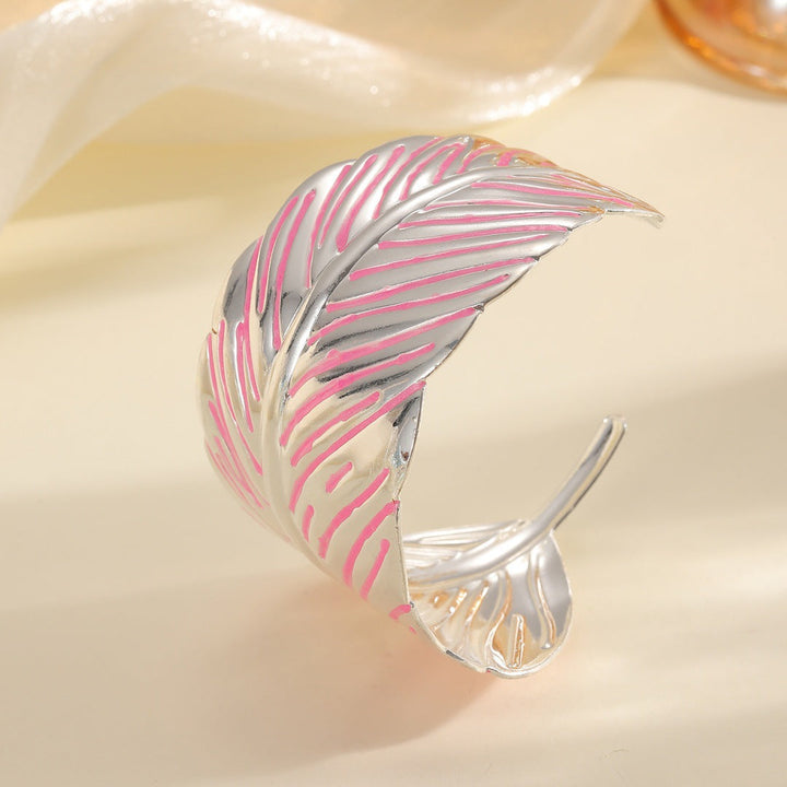 Ladies Open Cuff Bracelet in Tropical Leaf Design All Fashion