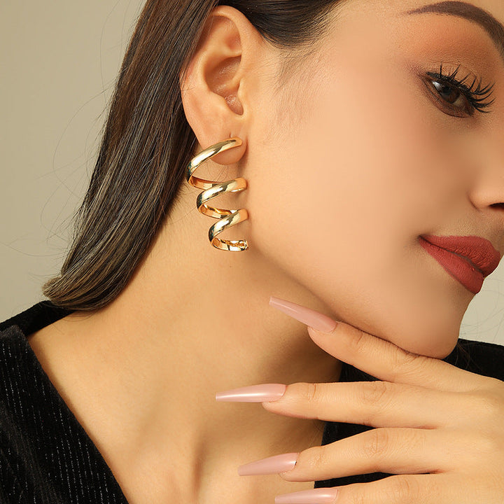 Women's Hanging Earrings with Elegant, Curved Design All Fashion