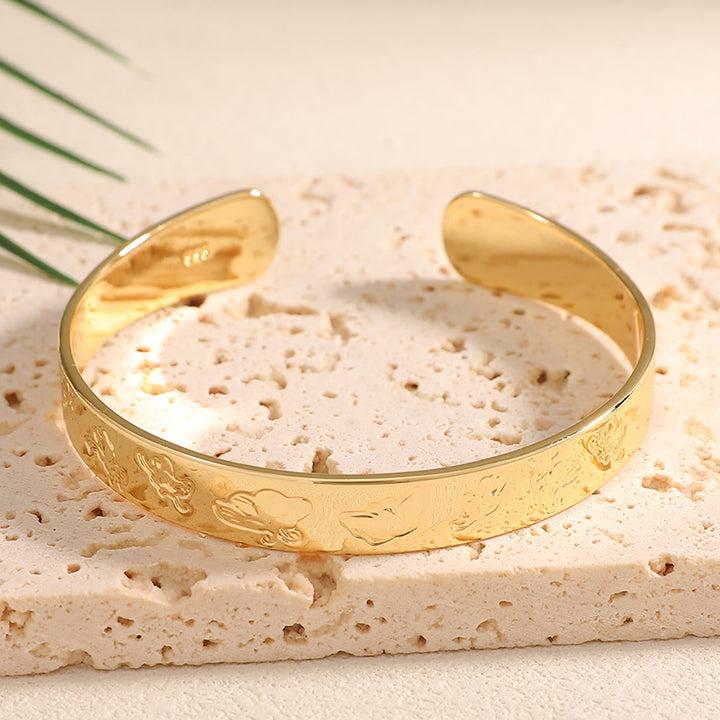 Ladies Open Bangle with Artistic Coral Pattern All Fashion