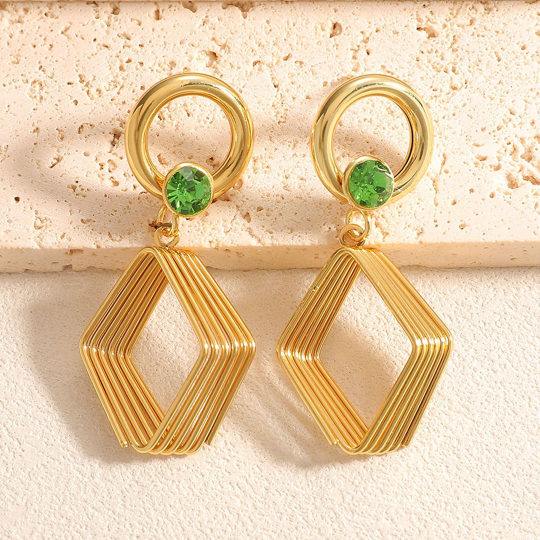 Women's Design Earrings with Geometric Wire Motif All Fashion