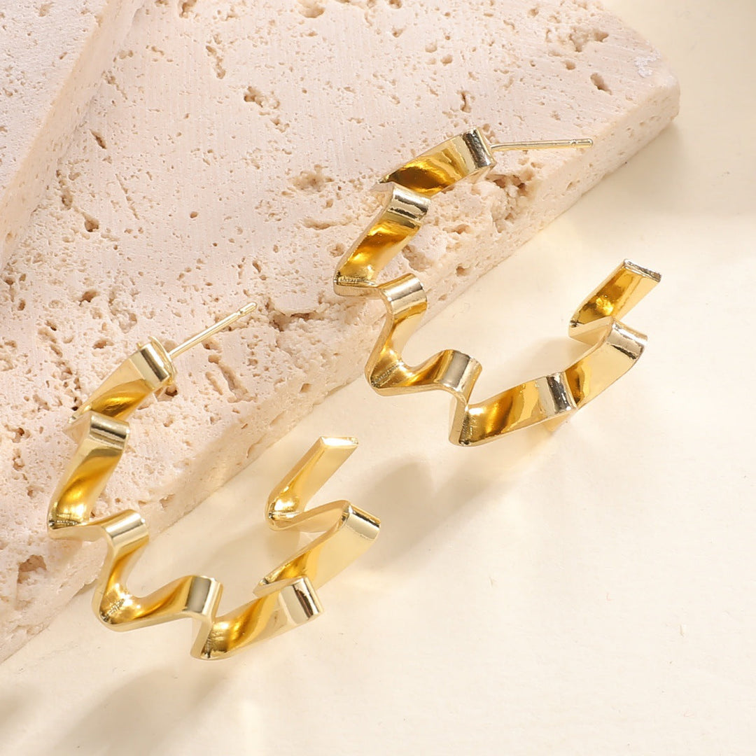 Women's Drop Earrings with Wavy Design All Fashion