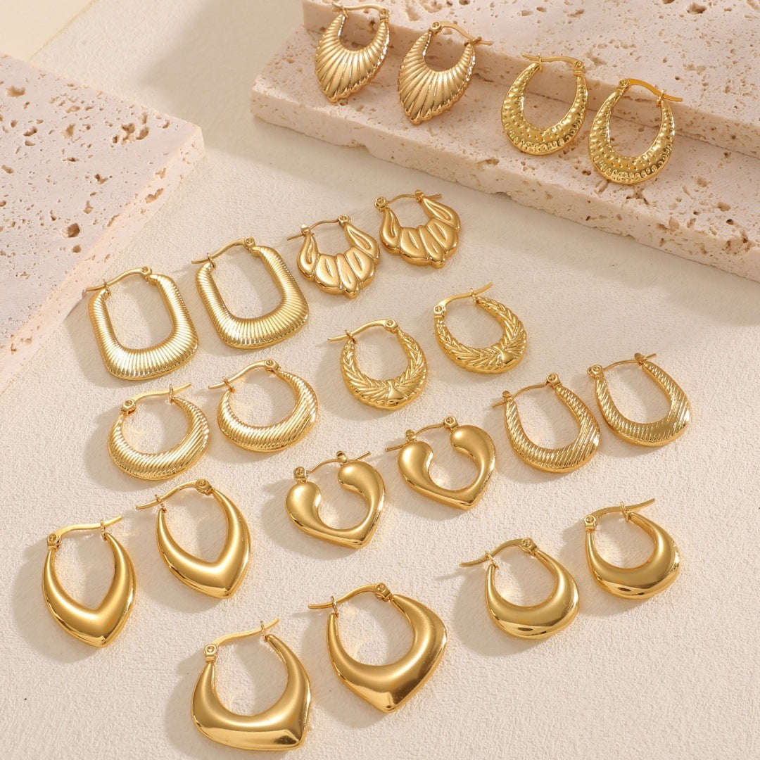 Women's Hanging Earrings with Integrated, Textured Design All Fashion
